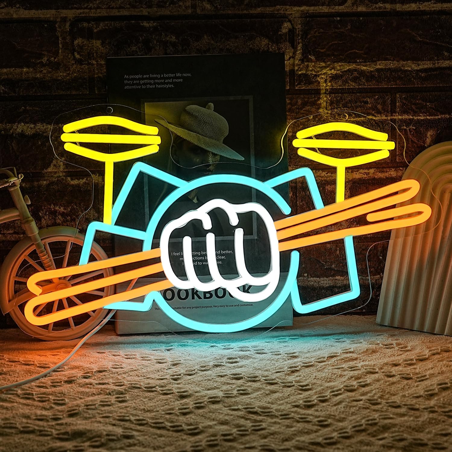 Lighting Decor Items - Drum Set Neon Sign USB Powered