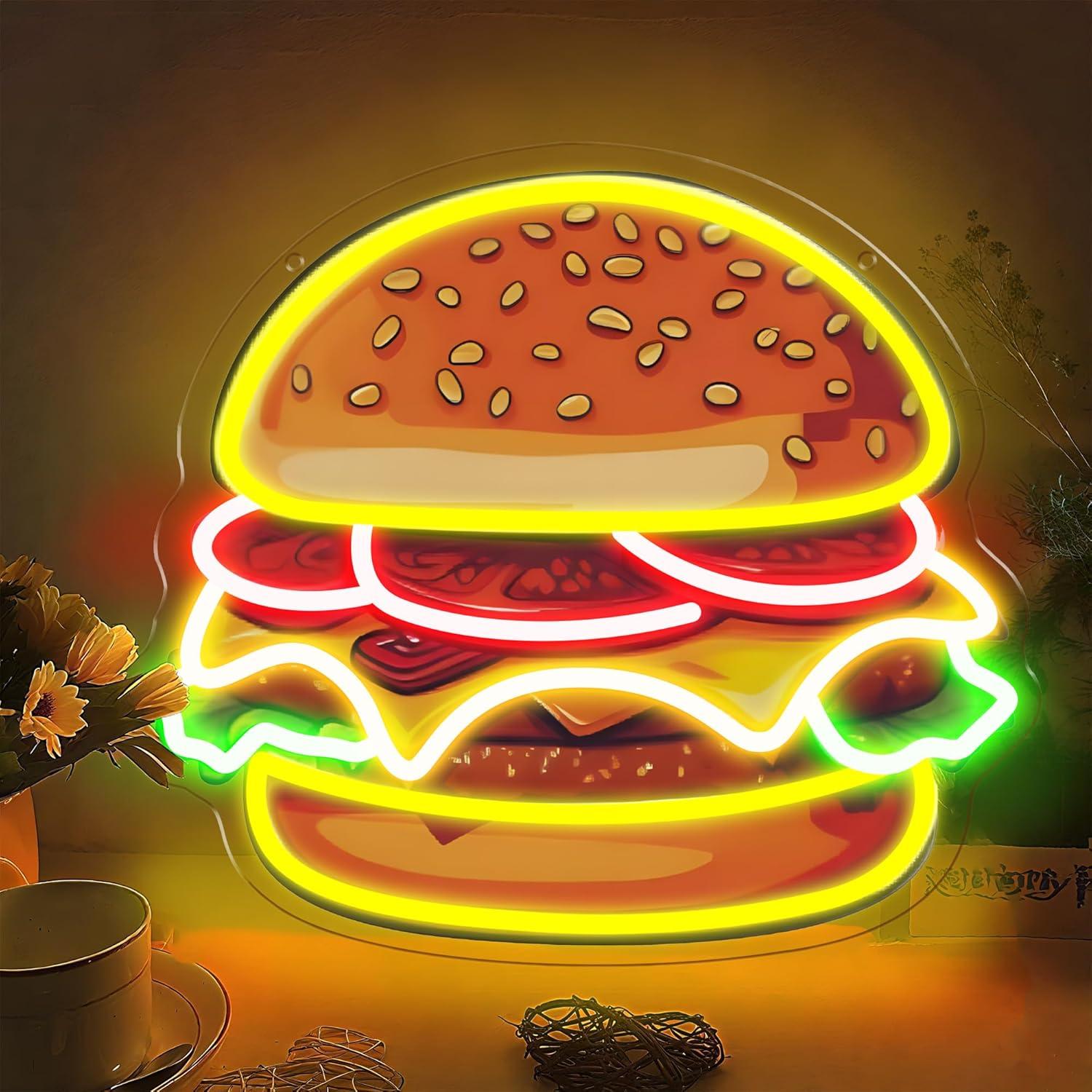 Lighting Decor Items - Burger Neon Sign LED Hamburger Wall