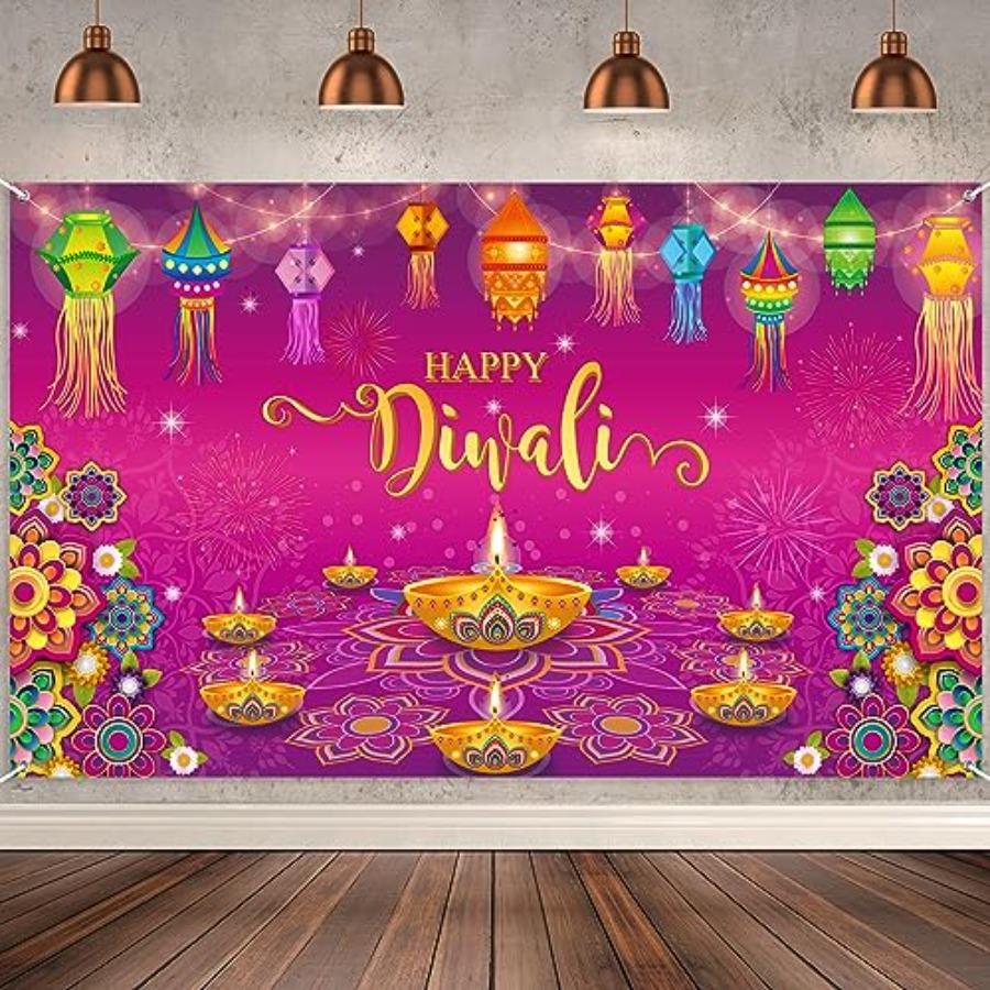 Happy Diwali Backdrop Banner D - Lighting Decoration For Diwali recension och pris