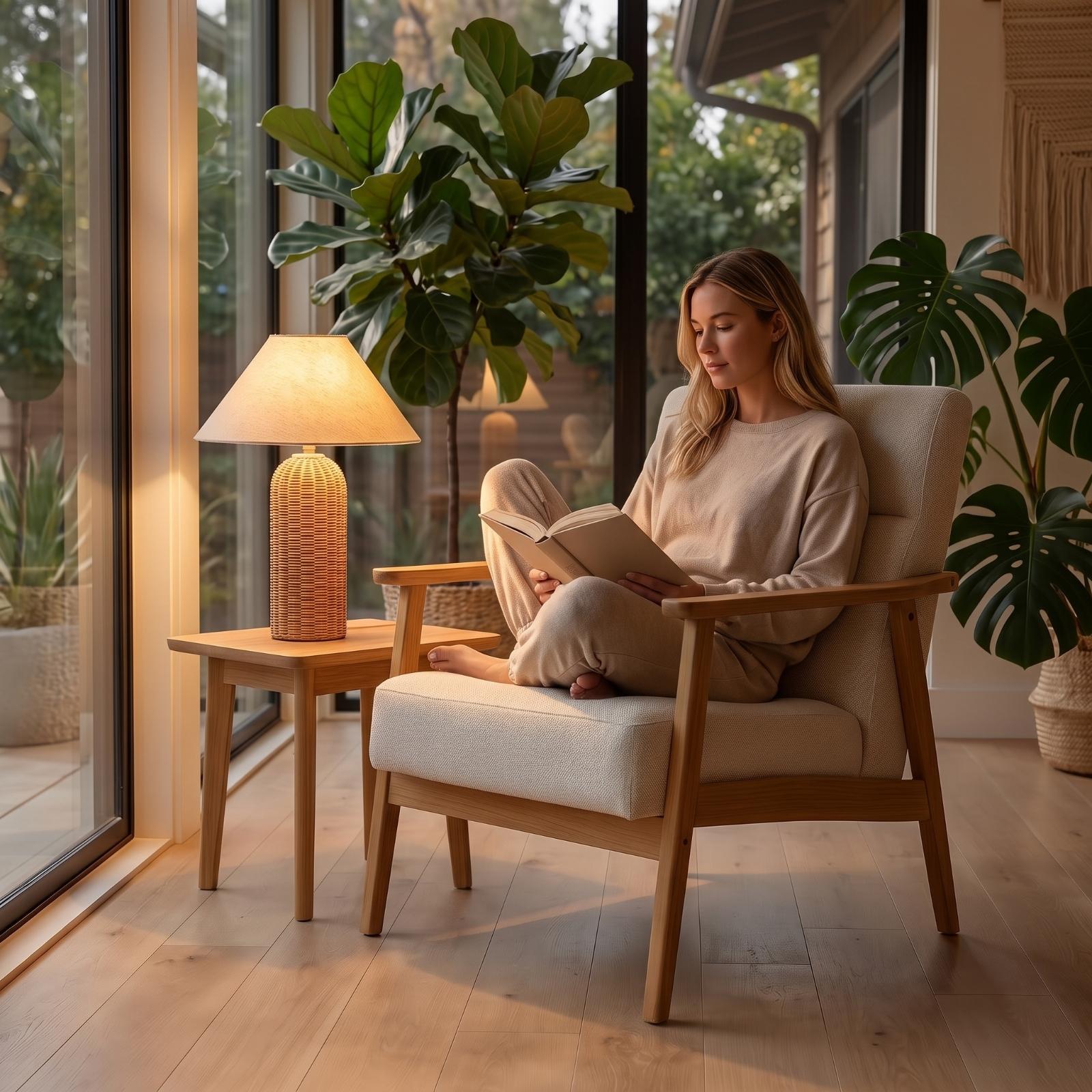 Bedside Lamp Rattan Base Fabri - Decor Lighting Table Lamps recension och pris