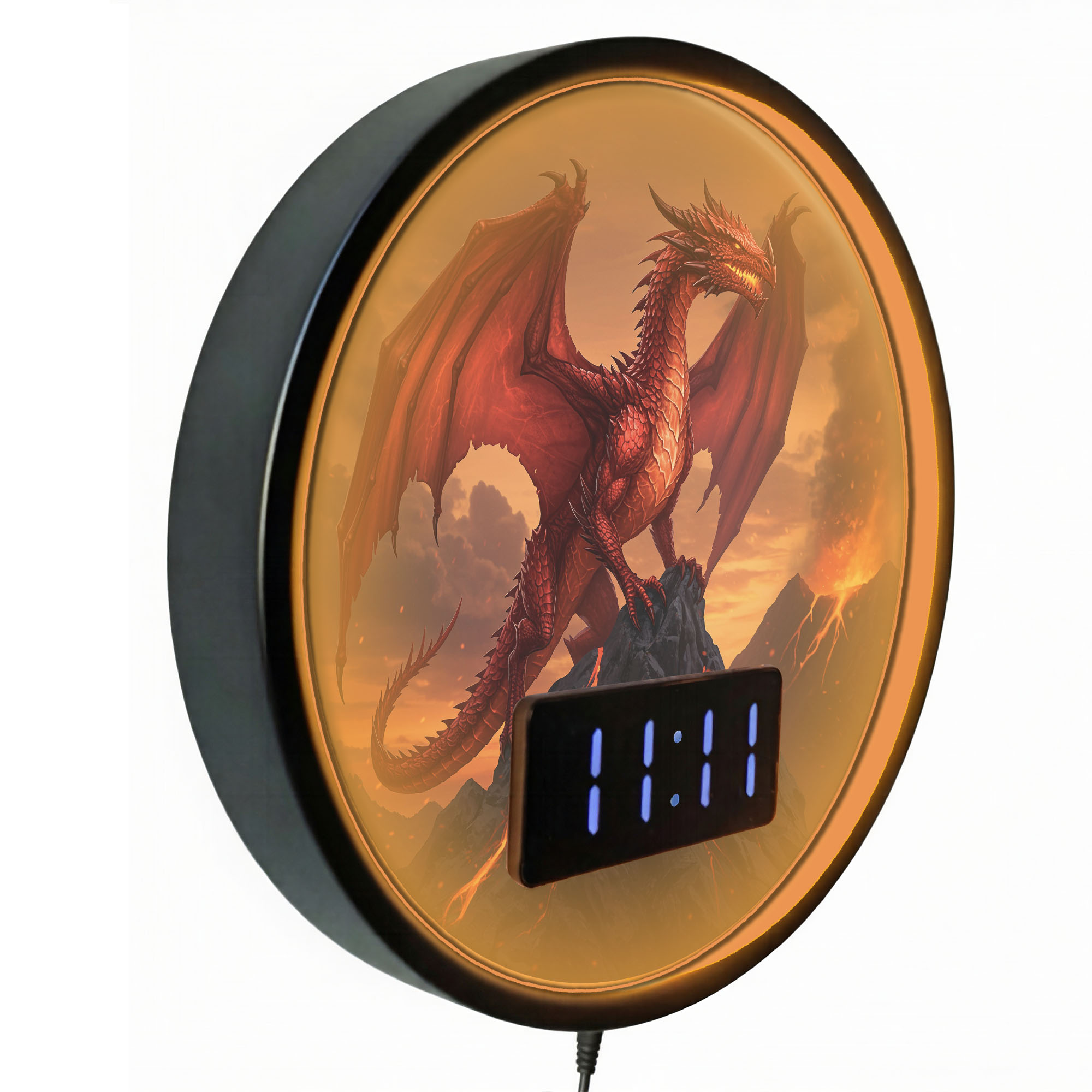 Red Fire Dragon LED Digital Wa - Lighting Home Decor Wall Clocks recension och pris