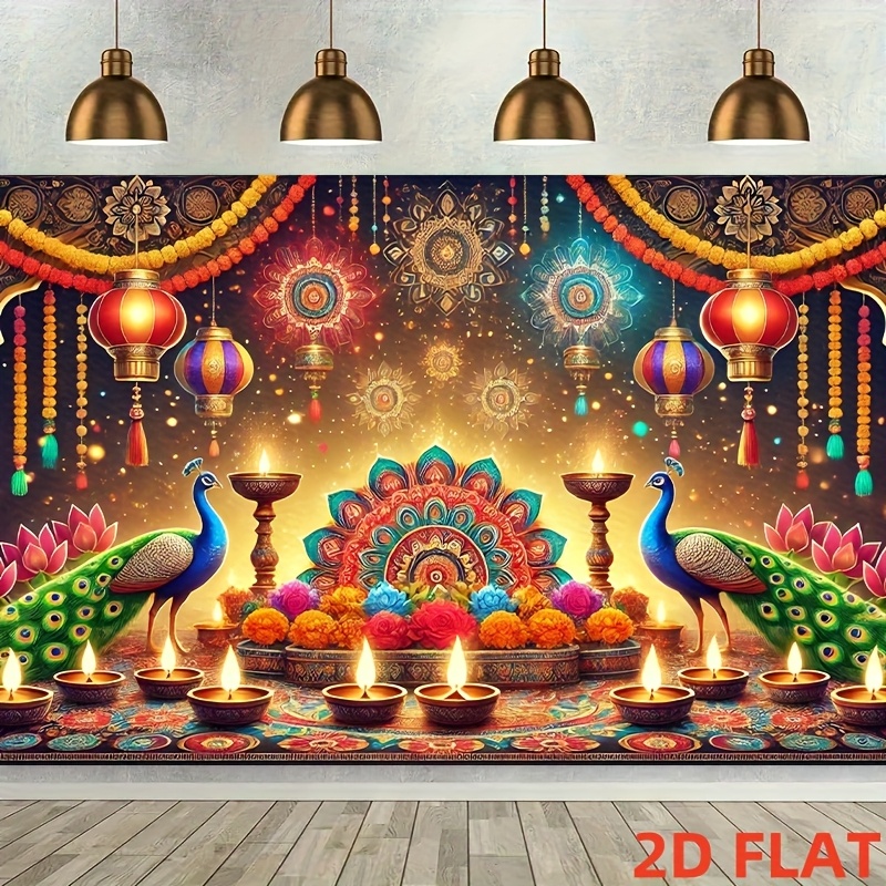 Diwali Peacock Lantern Tapestr - Lighting Decoration For Diwali recension och pris