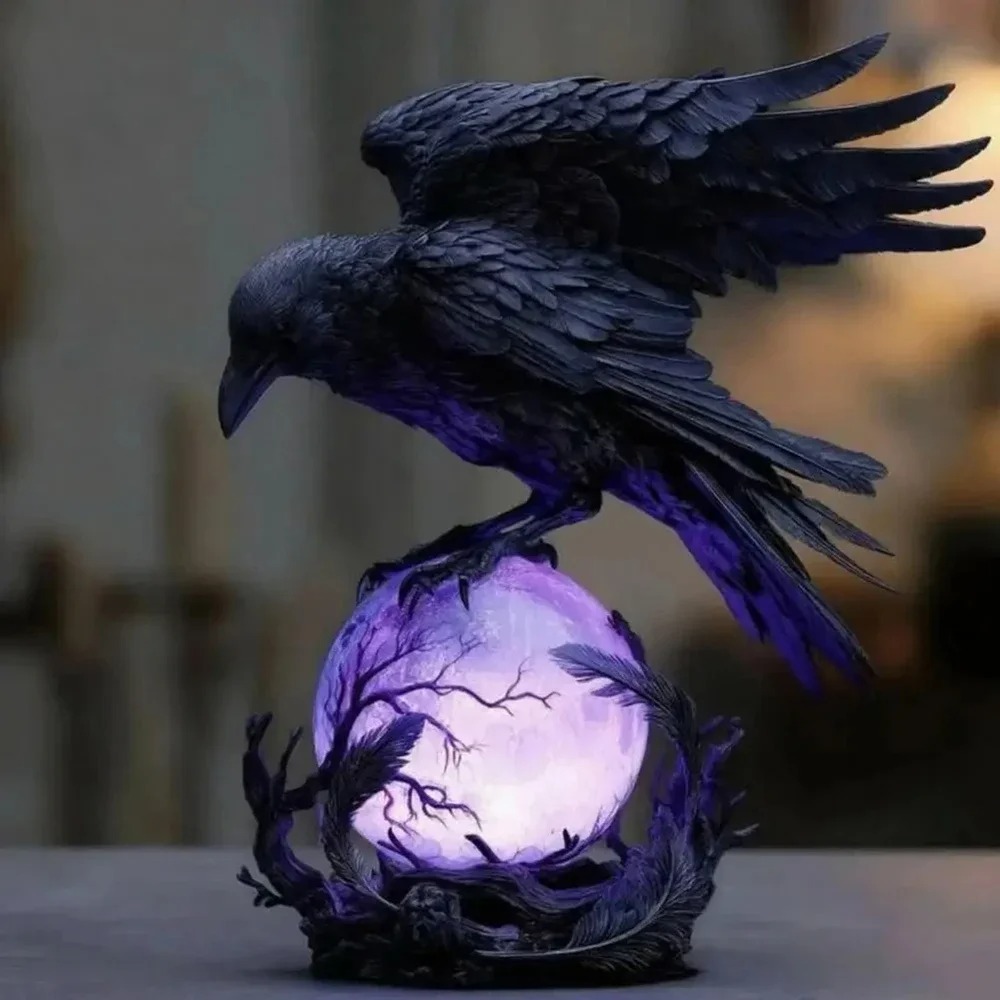 Gothic Raven LED Lamp Sculptur - Unique Lighting Decor recension och pris