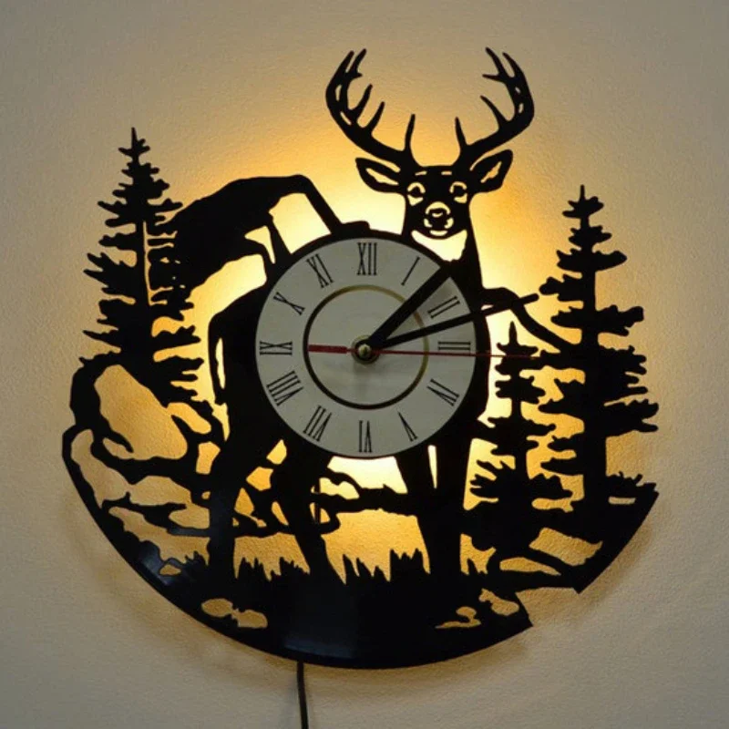 Forest Deer Vinyl Record Wall  - Lighting Home Decor Wall Clocks recension och pris