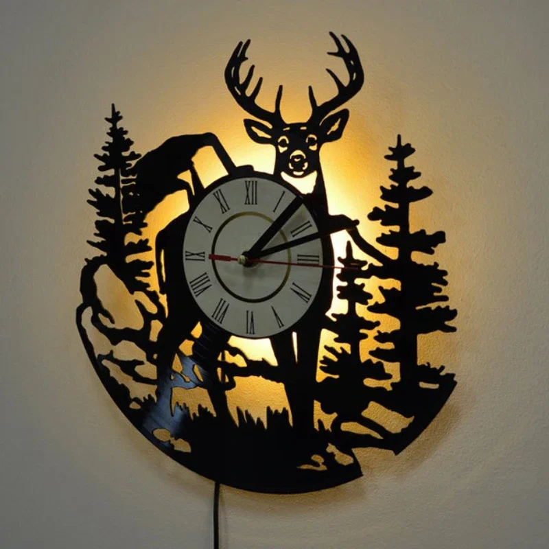 Forest Deer Vinyl Record Wall  - Lighting Home Decor Wall Clocks recension och pris