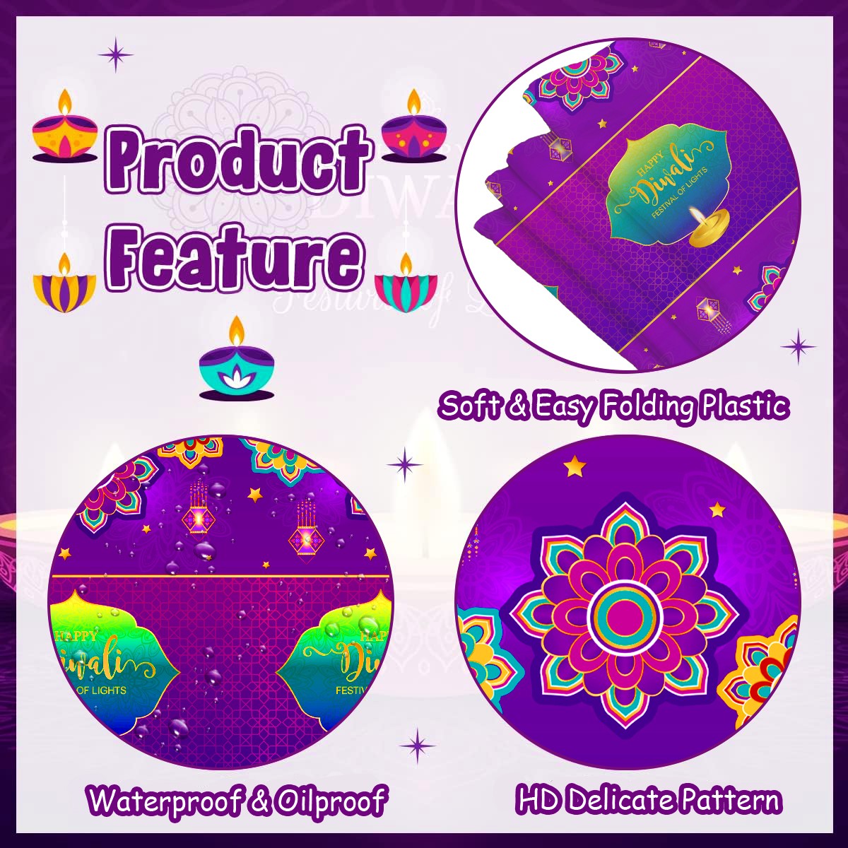 Happy Diwali Tablecloth,India  - Decor Lighting India recension och pris