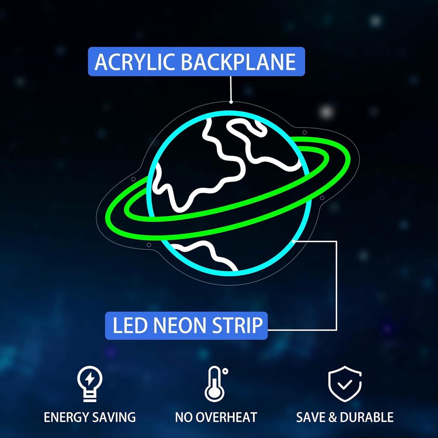 Earth Neon Sign Planet Dimmabl - Lighting Decor For Living Room recension och pris