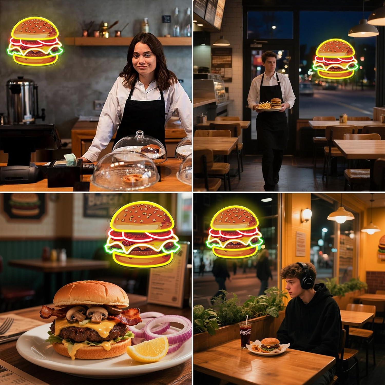 Burger Neon Sign LED Hamburger - Lighting Decor Items recension och pris